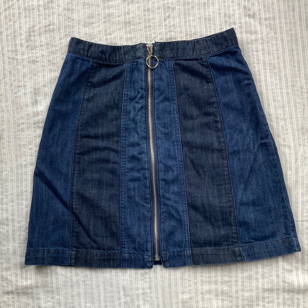 Two toned denim zip up H&M skirt